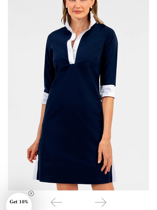 Gretchen Scott Designs Dresses & Skirts - Gretchen Scott Designs Navy and White Shirt Tail Dress